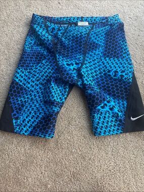 Nike Blue & Black Patterned Swim Jammers